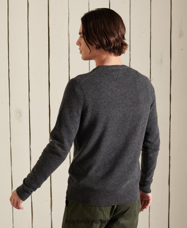 uy Superdry hombres suéter ligero de lana de cordero gris oscuro DT2N8Z5314 ropa