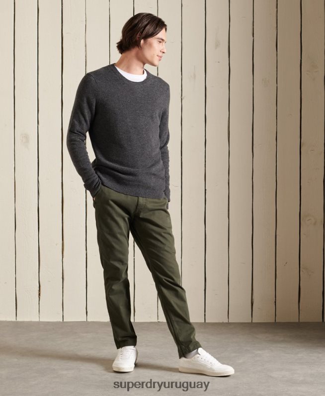 uy Superdry hombres suéter ligero de lana de cordero gris oscuro DT2N8Z5314 ropa