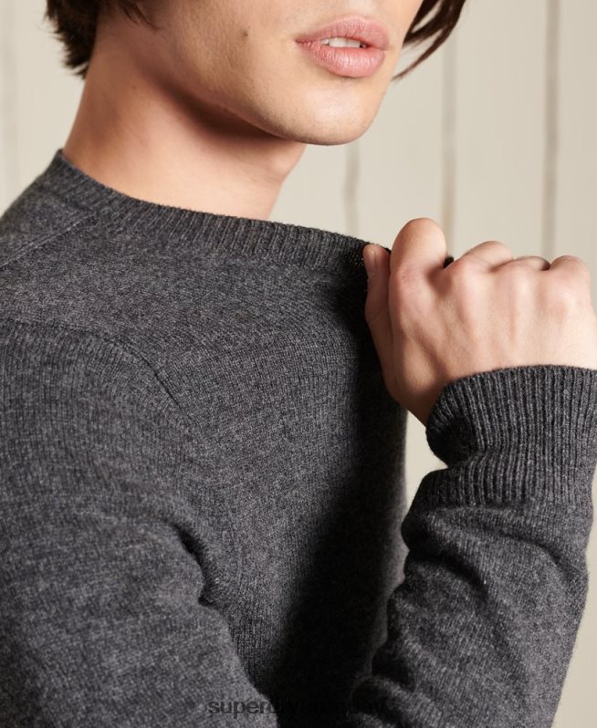 uy Superdry hombres suéter ligero de lana de cordero gris oscuro DT2N8Z5314 ropa