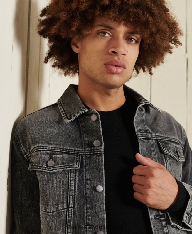 uy Superdry hombres suéter ligero de lana de cordero negro DT2N8Z5318 ropa