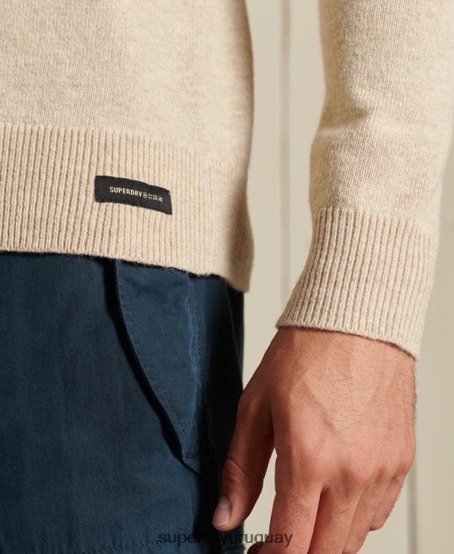 uy Superdry hombres suéter ligero de lana de cordero plata DT2N8Z1310 ropa
