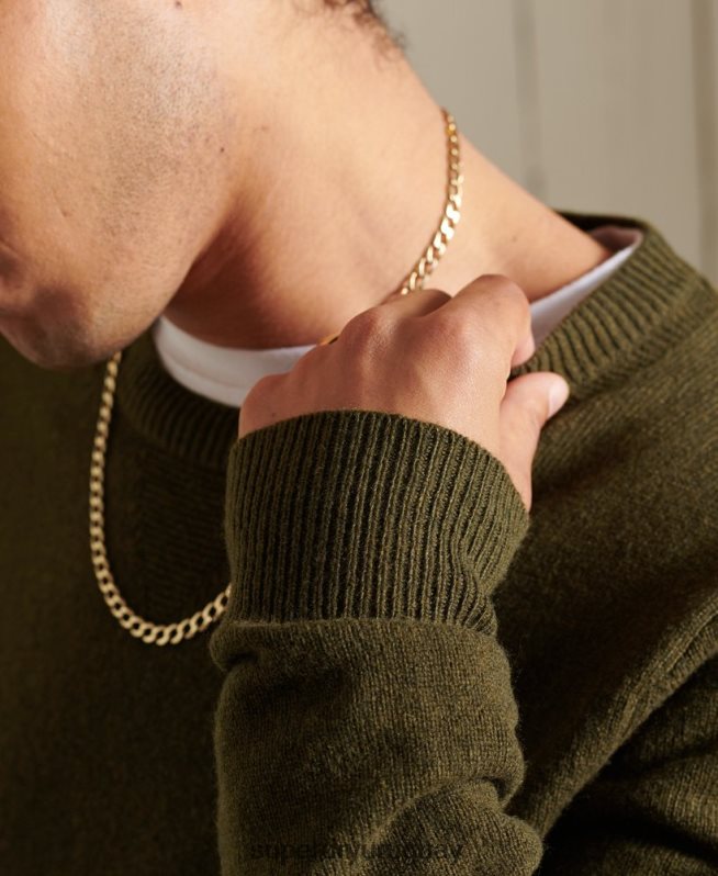 uy Superdry hombres suéter ligero de lana de cordero verde DT2N8Z5287 ropa