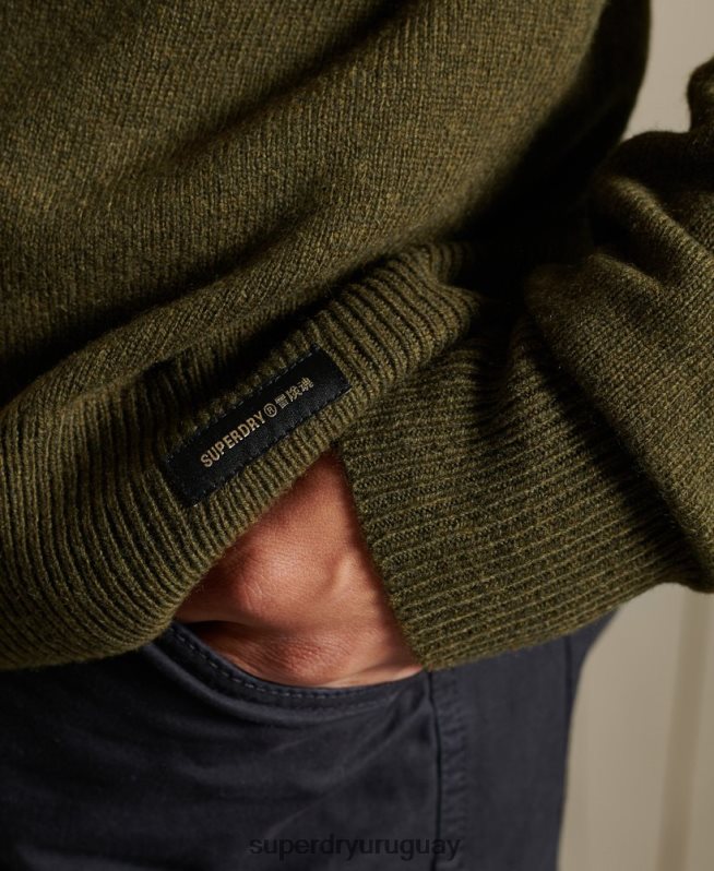 uy Superdry hombres suéter ligero de lana de cordero verde DT2N8Z5287 ropa