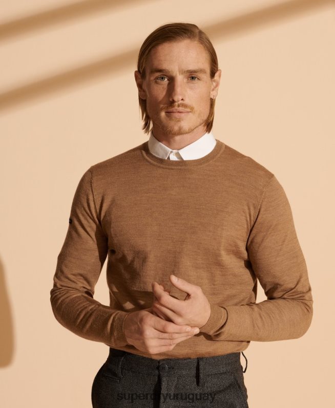 uy Superdry hombres suéter ligero de merino beige DT2N8Z5334 ropa