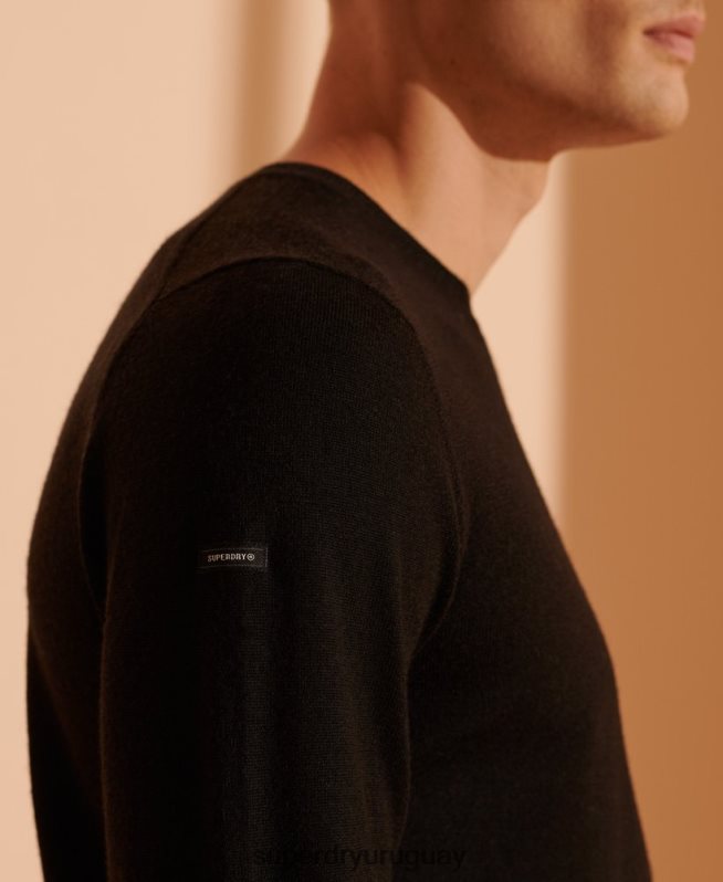 uy Superdry hombres suéter ligero de merino negro DT2N8Z1338 ropa