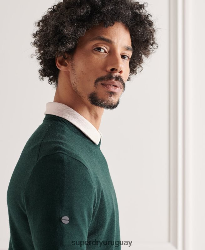 uy Superdry hombres suéter ligero de merino verde DT2N8Z1306 ropa