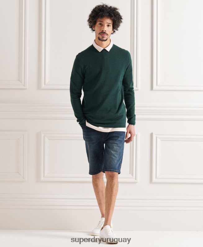 uy Superdry hombres suéter ligero de merino verde DT2N8Z1306 ropa