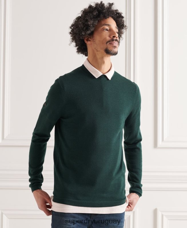 uy Superdry hombres suéter ligero de merino verde DT2N8Z1306 ropa