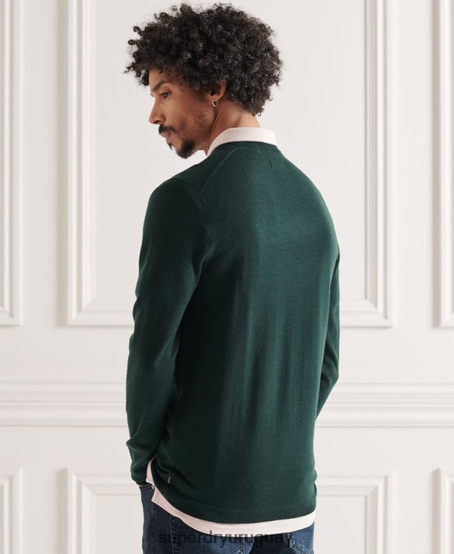uy Superdry hombres suéter ligero de merino verde DT2N8Z1306 ropa