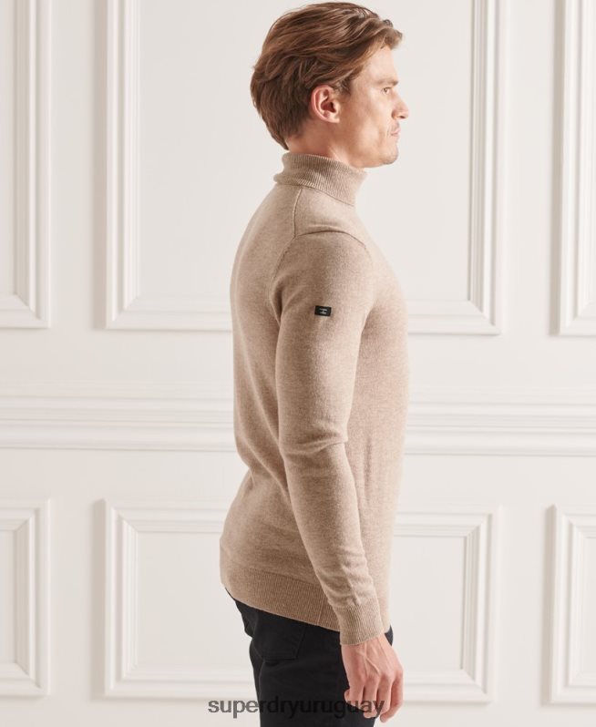 uy Superdry hombres suéter studios de lana de cordero con cuello vuelto marrón DT2N8Z5319 ropa