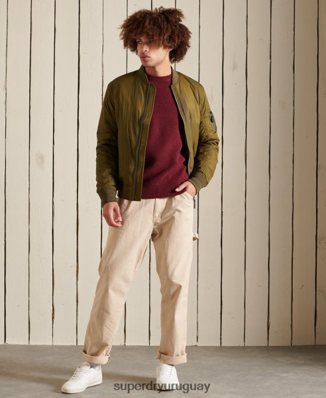 uy Superdry hombres suéter texturizado con cuello torcido rojo DT2N8Z5343 ropa