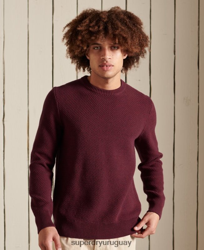 uy Superdry hombres suéter texturizado con cuello torcido rojo DT2N8Z5343 ropa