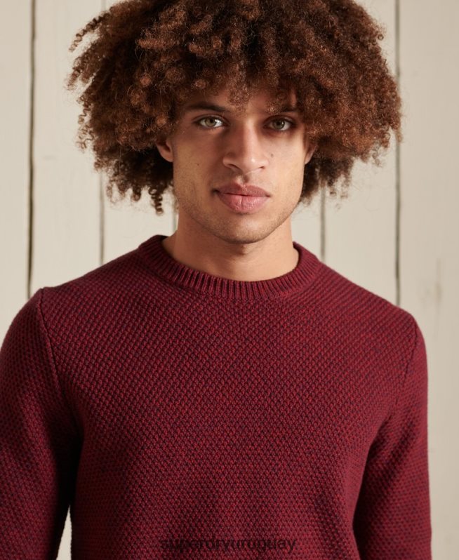 uy Superdry hombres suéter texturizado con cuello torcido rojo DT2N8Z5343 ropa