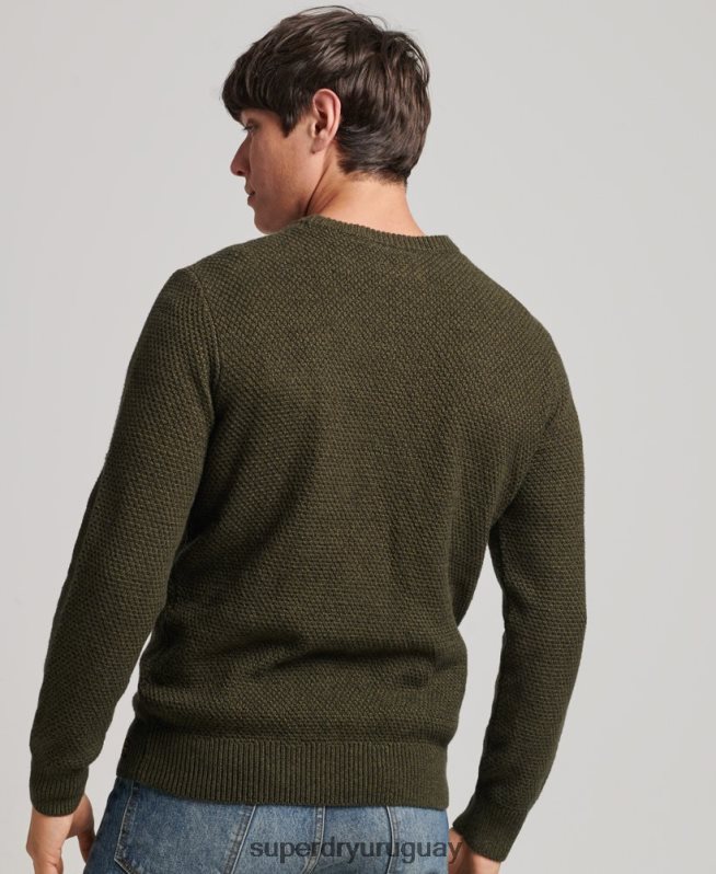uy Superdry hombres suéter texturizado con cuello torcido verde DT2N8Z5332 ropa