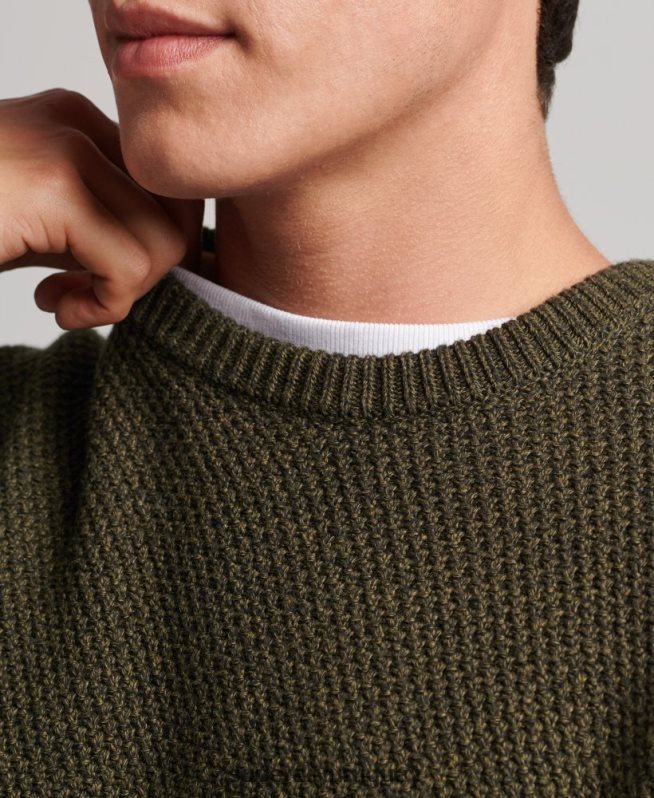 uy Superdry hombres suéter texturizado con cuello torcido verde DT2N8Z5332 ropa
