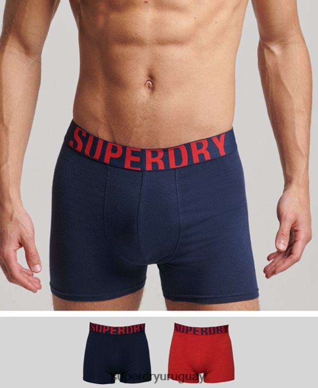 uy Superdry hombres Pack de 2 bóxers de algodón orgánico con doble logo Armada DT2N8Z1621 ropa