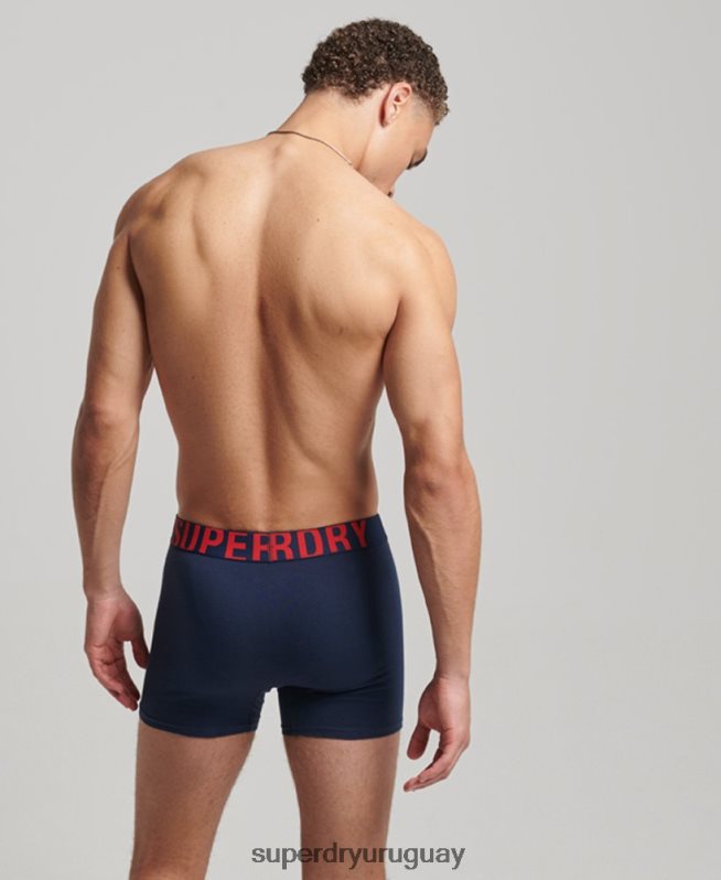 uy Superdry hombres Pack de 2 bóxers de algodón orgánico con doble logo Armada DT2N8Z1621 ropa