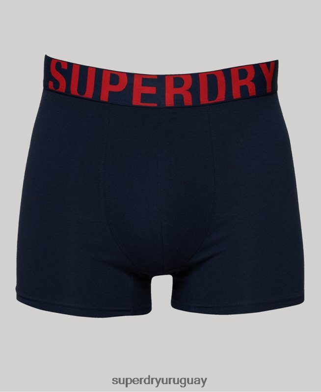 uy Superdry hombres Pack de 2 bóxers de algodón orgánico con doble logo Armada DT2N8Z1621 ropa