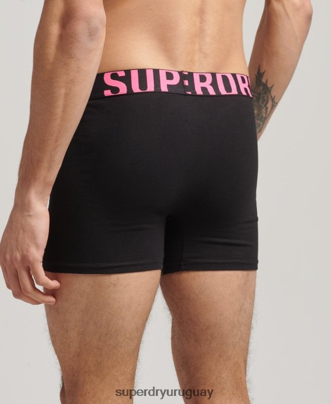 uy Superdry hombres Pack de 2 bóxers de algodón orgánico con doble logo negro DT2N8Z1761 ropa