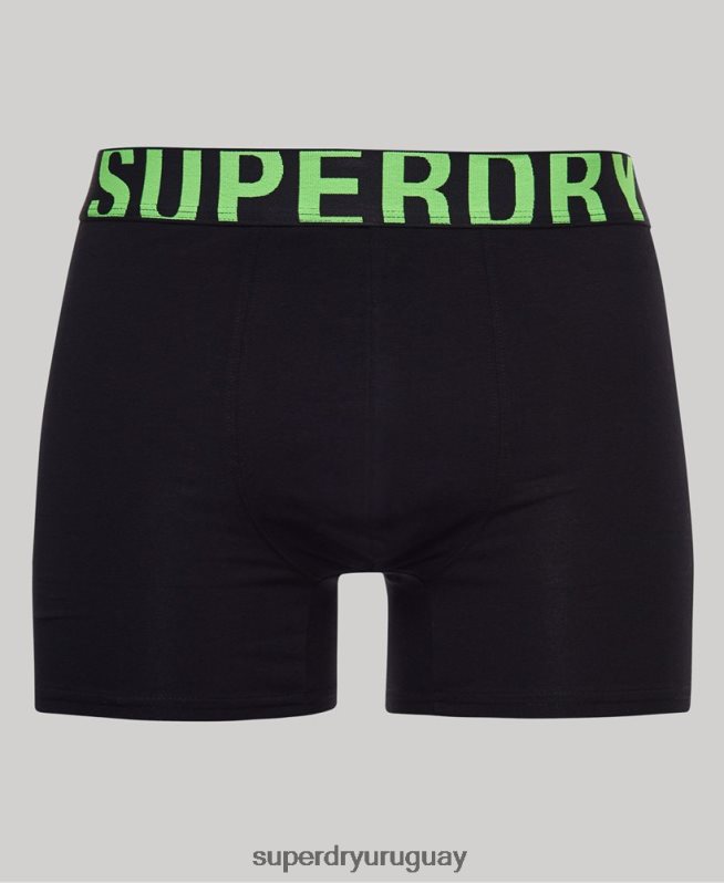 uy Superdry hombres Pack de 2 bóxers de algodón orgánico con doble logo negro DT2N8Z1761 ropa