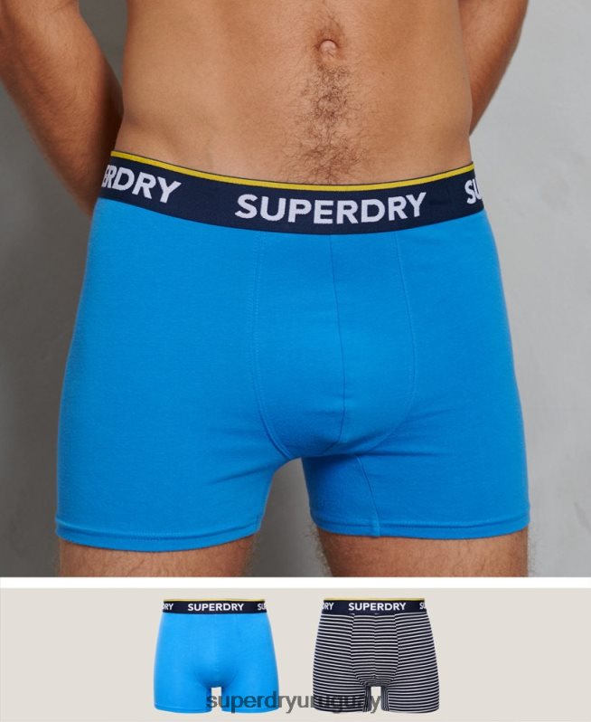 uy Superdry hombres Pack de dos bóxers clásicos de algodón orgánico azul DT2N8Z1850 ropa
