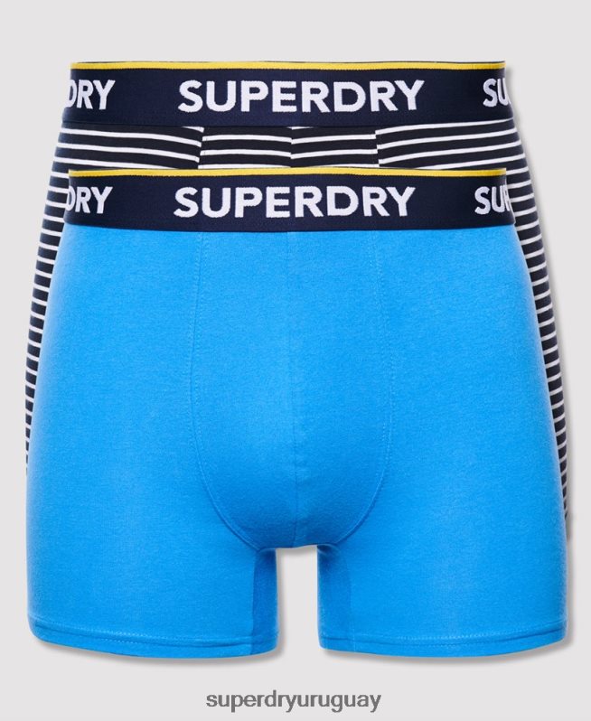 uy Superdry hombres Pack de dos bóxers clásicos de algodón orgánico azul DT2N8Z1850 ropa