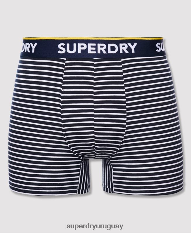 uy Superdry hombres Pack de dos bóxers clásicos de algodón orgánico azul DT2N8Z1850 ropa