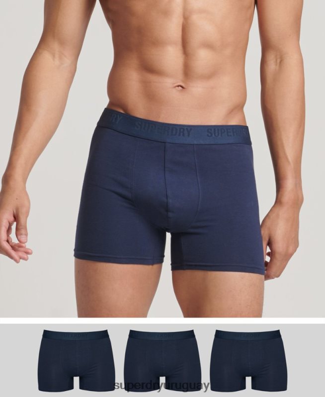uy Superdry hombres Pack de tres bóxers de algodón orgánico Armada DT2N8Z1600 ropa