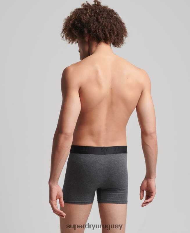 uy Superdry hombres Pack de tres bóxers de algodón orgánico gris DT2N8Z1744 ropa