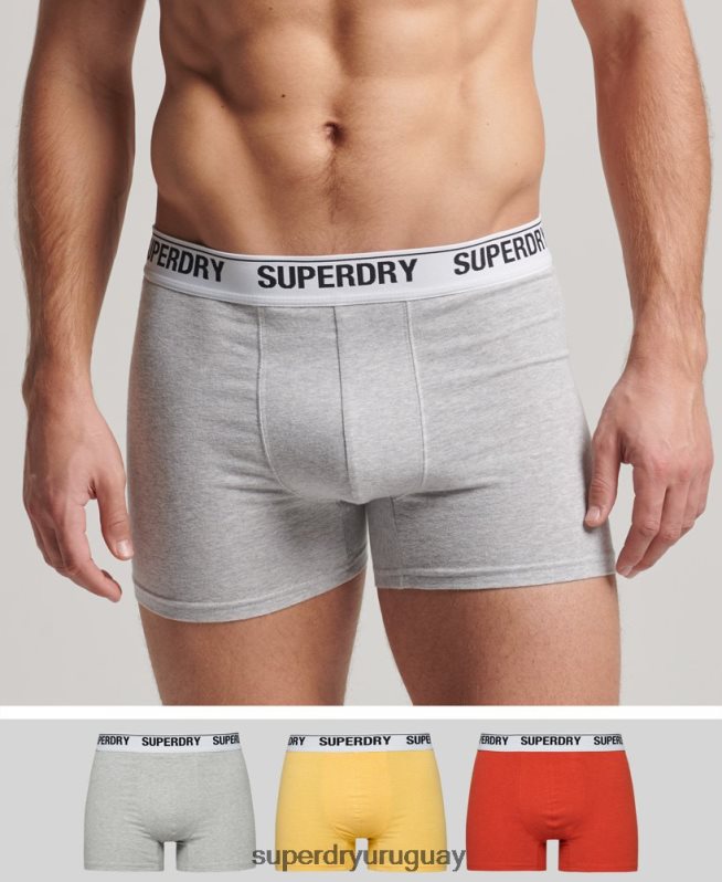 uy Superdry hombres Pack de tres bóxers de algodón orgánico naranja DT2N8Z1618 ropa
