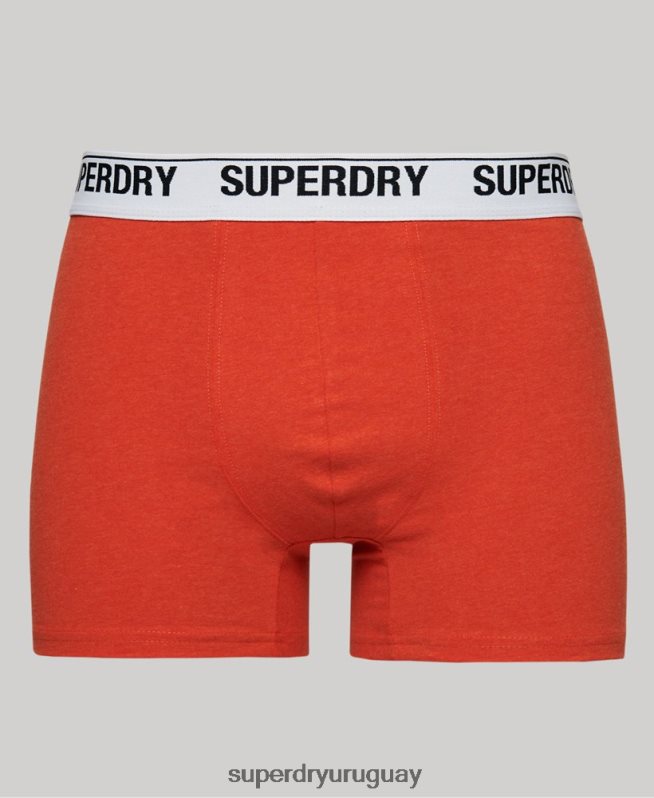 uy Superdry hombres Pack de tres bóxers de algodón orgánico naranja DT2N8Z1618 ropa