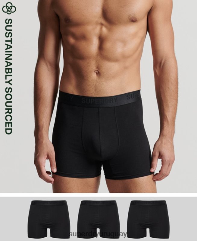 uy Superdry hombres Pack de tres bóxers de algodón orgánico negro DT2N8Z1617 ropa