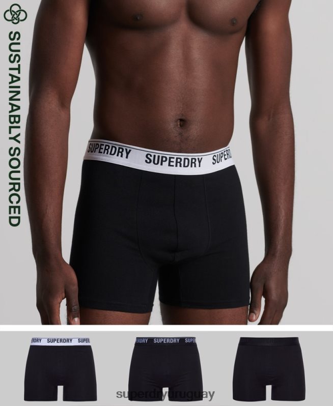 uy Superdry hombres Pack de tres bóxers de algodón orgánico negro DT2N8Z1622 ropa