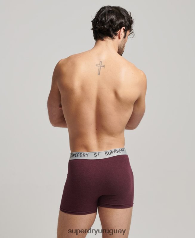 uy Superdry hombres Pack de tres bóxers de algodón orgánico rojo DT2N8Z1614 ropa