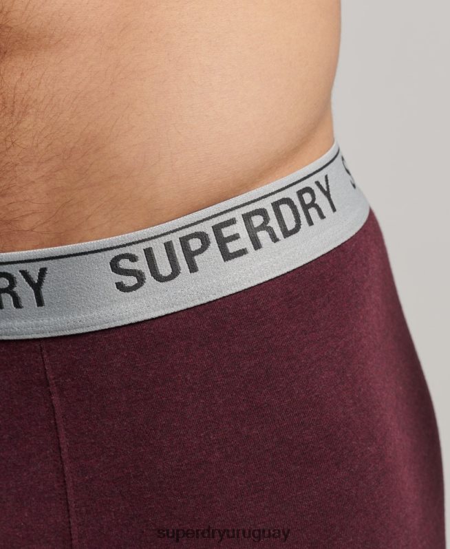 uy Superdry hombres Pack de tres bóxers de algodón orgánico rojo DT2N8Z1614 ropa