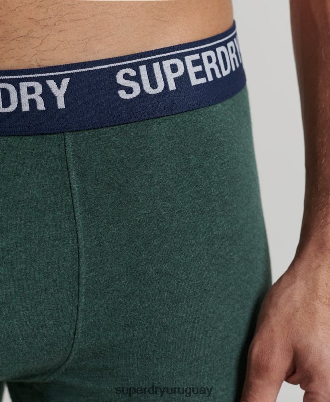 uy Superdry hombres Pack de tres bóxers de algodón orgánico verde DT2N8Z1667 ropa