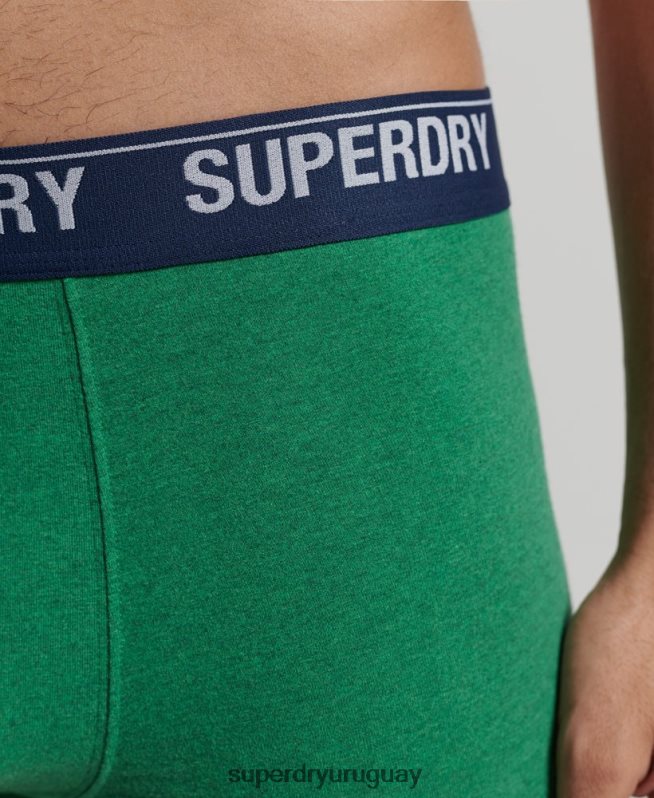 uy Superdry hombres Pack de tres bóxers de algodón orgánico verde DT2N8Z1667 ropa