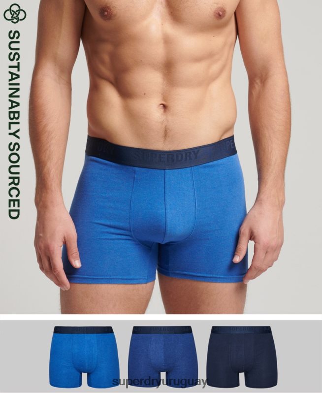 uy Superdry hombres Pack de tres boxers de algodón orgánico azul DT2N8Z1598 ropa