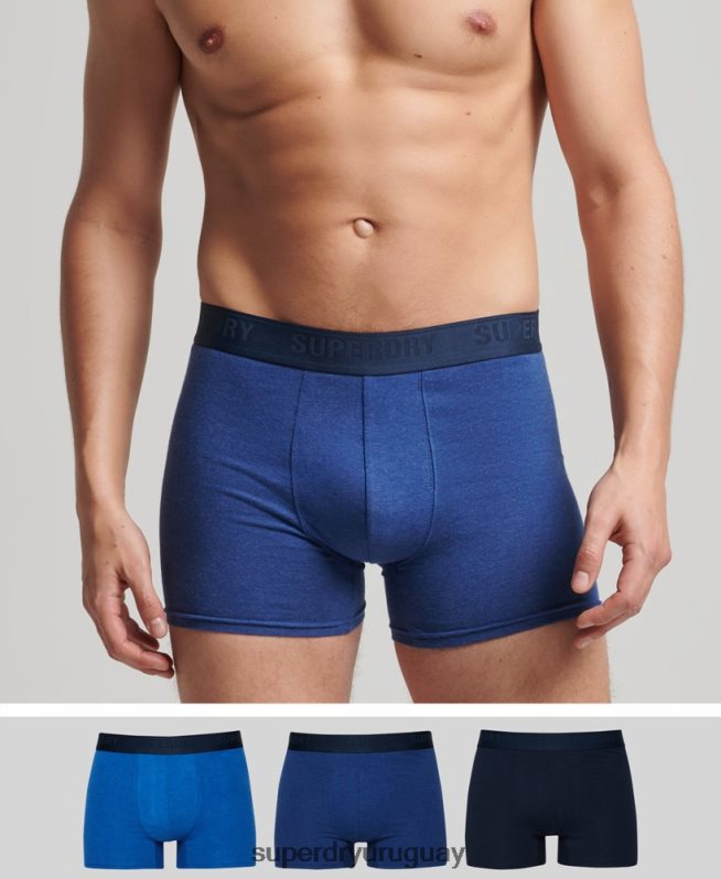 uy Superdry hombres Pack de tres boxers de algodón orgánico azul DT2N8Z1858 ropa