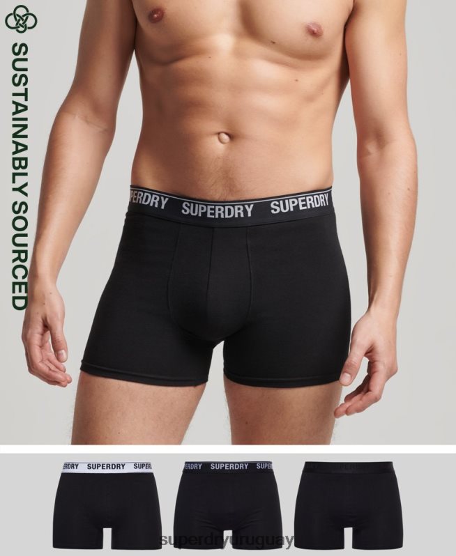 uy Superdry hombres Pack de tres boxers de algodón orgánico negro DT2N8Z1613 ropa
