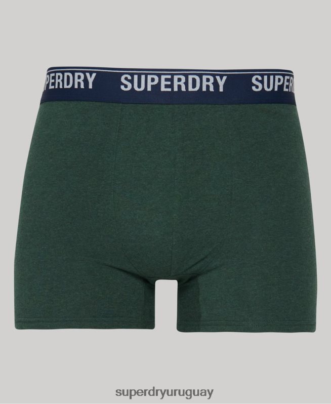 uy Superdry hombres Pack de tres boxers de algodón orgánico verde DT2N8Z1628 ropa