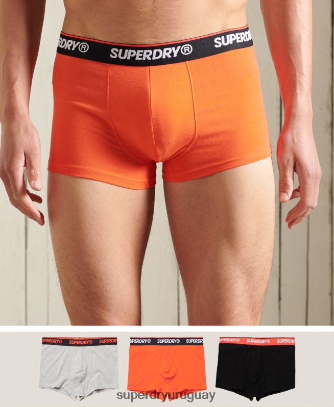 uy Superdry hombres Pack de tres calzoncillos clásicos de algodón orgánico naranja DT2N8Z6498 ropa