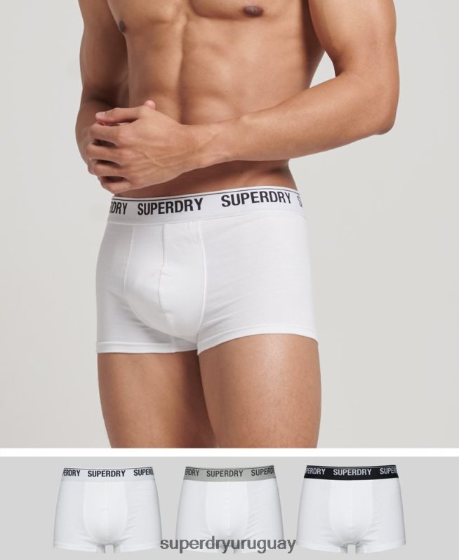 uy Superdry hombres Pack de tres calzoncillos de algodón orgánico blanco DT2N8Z1769 ropa