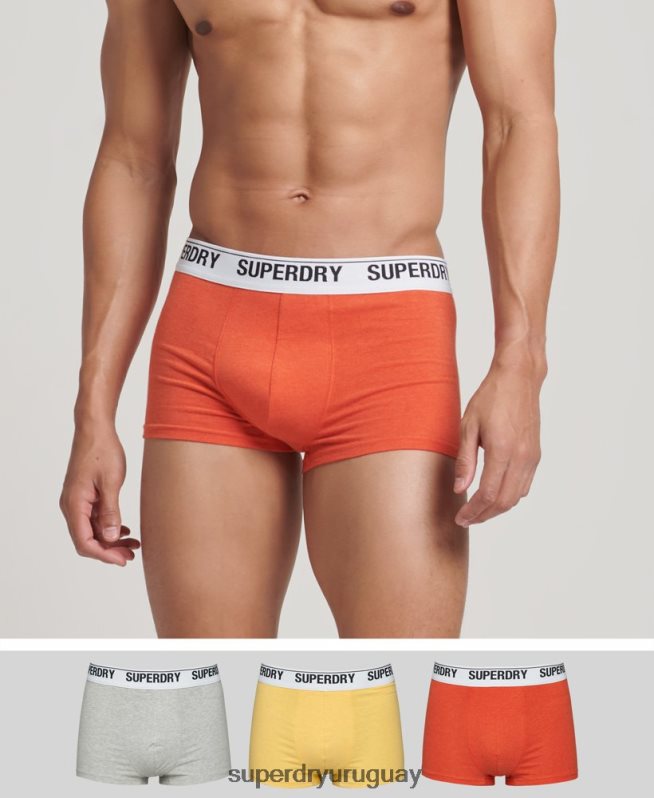 uy Superdry hombres Pack de tres calzoncillos de algodón orgánico naranja DT2N8Z1767 ropa