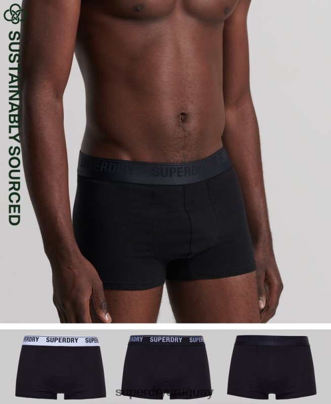 uy Superdry hombres Pack de tres calzoncillos de algodón orgánico negro DT2N8Z1768 ropa