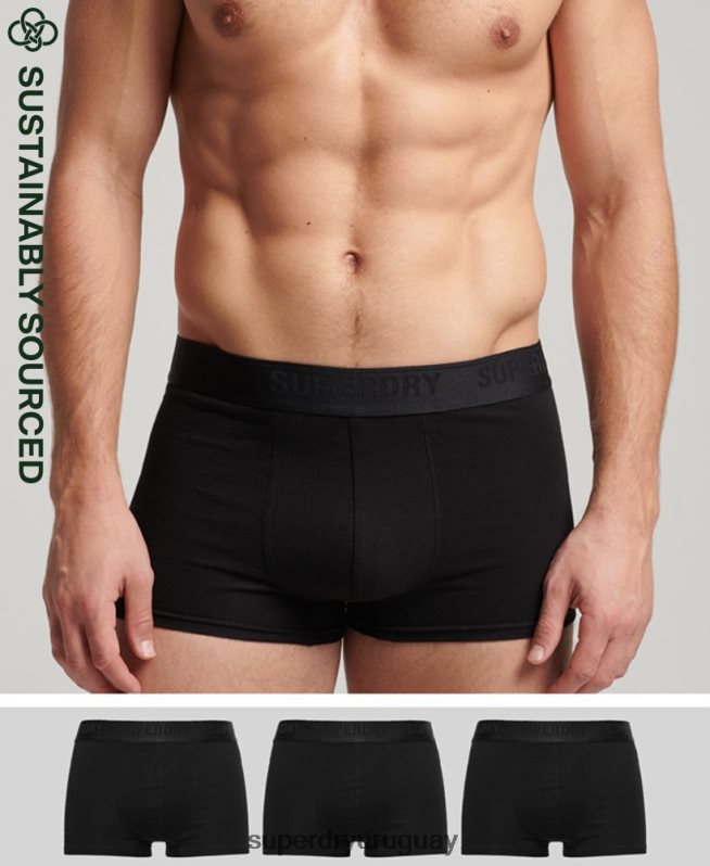 uy Superdry hombres Pack de tres calzoncillos de algodón orgánico negro DT2N8Z1772 ropa