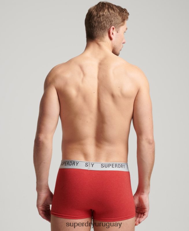 uy Superdry hombres Pack de tres calzoncillos de algodón orgánico rojo DT2N8Z1751 ropa