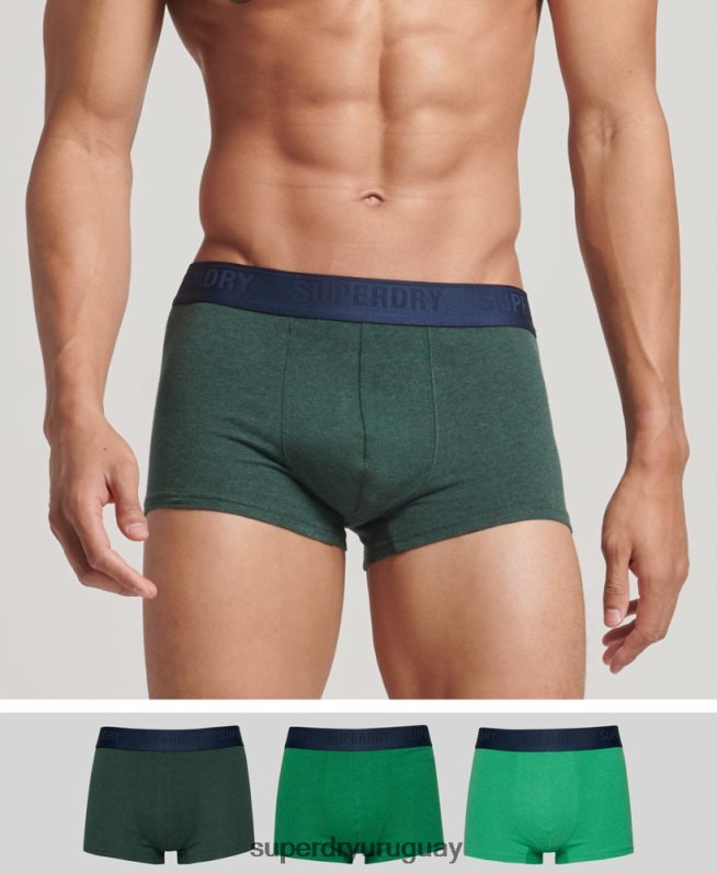 uy Superdry hombres Pack de tres calzoncillos de algodón orgánico verde DT2N8Z1830 ropa