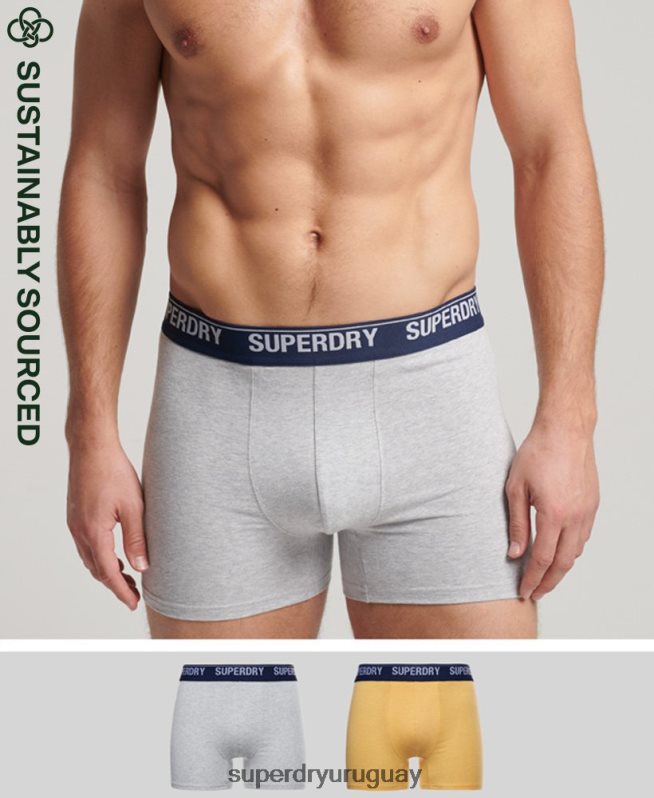 uy Superdry hombres Pack doble de bóxer de algodón orgánico amarillo DT2N8Z1749 ropa