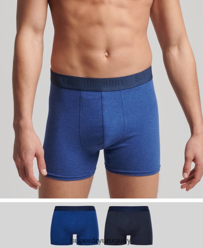 uy Superdry hombres Pack doble de bóxer de algodón orgánico azul DT2N8Z1666 ropa
